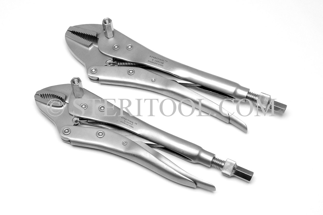STERITOOL INC - #10019S - 11(275mm) Stainless Steel Long Nose Locking  Pliers for Slap Hammer. #10019S