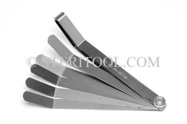 #99009 - Metric Offset Stainless Steel Feeler Gauge Set. 1/2"(12.7mm) x 6"(150mm) Blades with locknut and handle. stainless steel, feeler, gauge