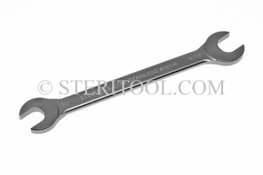 #10136 - Stainless Steel 1/2" x 9/16" Open End Wrench. wrench, open end, stainless steel, spanner