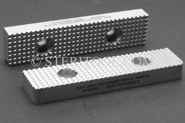 #10004 - 4" Serrated SS Jaws for 4" Bench Vise #10001 (pair). vise, clamp, work holding, stainless steel, fabrication