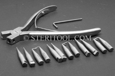 #10033 - SET: Stainless Steel Ring Closing Pliers #10031 + Tips #11030 ~ #11035 + #11952 Hex Key. ring, circlip, pliers, stainless steel