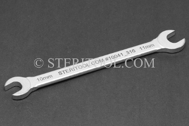 #10041_316 - NM Stainless Steel 10mm x 11mm Open End Wrench. 316L SS wrench, open end, stainless steel, spanner