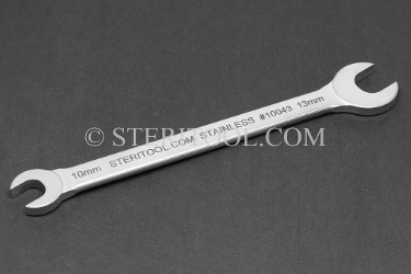 #10043 - Stainless Steel 10mm x 13mm Open End Wrench. wrench, open end, stainless steel, spanner