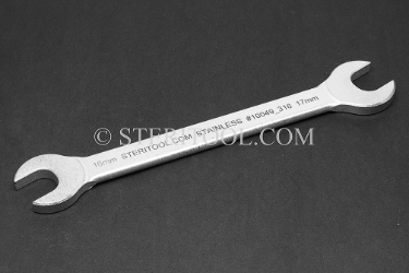 #10049_316 - NM Stainless Steel 16mm x 17mm Open End Wrench. 316L SS wrench, open end, stainless steel, spanner