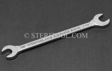#10135 - Stainless Steel 3/8" x 7/16" Open End Wrench. wrench, open end, stainless steel, spanner