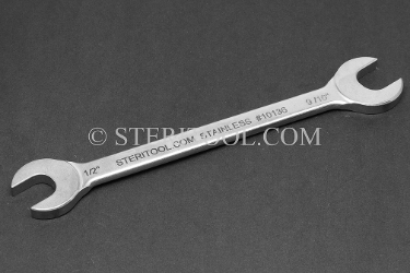 #10136 - Stainless Steel 1/2" x 9/16" Open End Wrench. wrench, open end, stainless steel, spanner