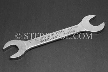 #10140 - Stainless Steel 1" x 1-1/16" Open End Wrench. wrench, open end, stainless steel, spanner