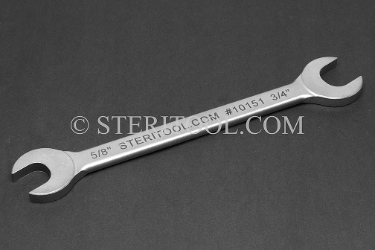 #10151 - Stainless Steel 5/8" x 3/4" Open End Wrench. wrench, open end, stainless steel, spanner