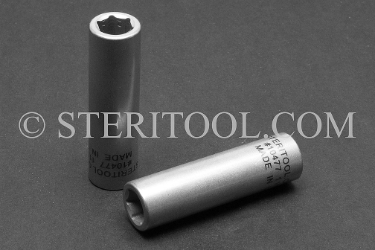 #10477 - 11/32" x 1/4dr Stainless Steel Deep Socket. 1/4dr, 1/4 dr, 1/4-dr, deep, socket, stainless steel