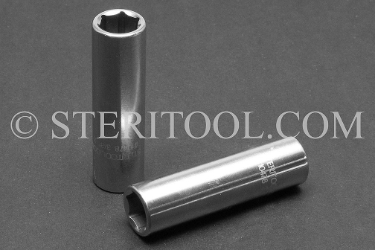 #10478 - 3/8" x 1/4dr Stainless Steel Deep Socket. 1/4dr, 1/4 dr, 1/4-dr, deep, socket, stainless steel
