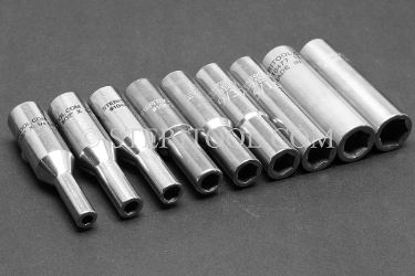 #10479 - SET: 9 pc 1/4DR Stainless Steel Deep Well Inch Sockets: 1/8" ~ 3/8". 1/4dr, 1/4 dr, 1/4-dr, deep, socket, stainless steel
