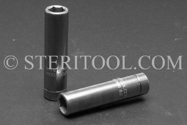 #10486 - 8mm x 1/4dr Stainless Steel Deep Socket. 1/4dr, 1/4 dr, 1/4-dr, deep, socket, stainless steel
