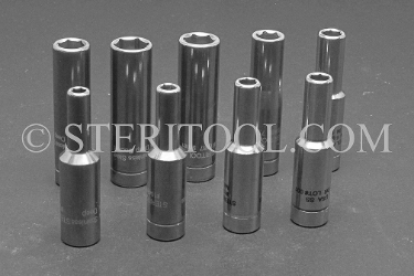 #10489 - SET: 9 pc Stainless Steel 1/4DR Deep Well Metric Sockets,  4mm ~ 10mm. 1/4dr, 1/4 dr, 1/4-dr, deep, socket, stainless steel