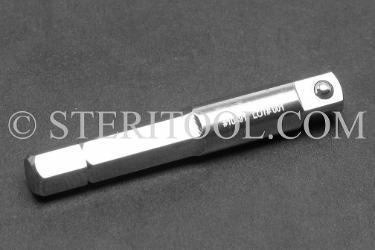 #10491 - 1/4" Hex (for bit holder) x 1/4 DR Male Stainless Steel Adapter. 1/4 dr, 1/4dr, 1/4-dr, bit, stainless steel