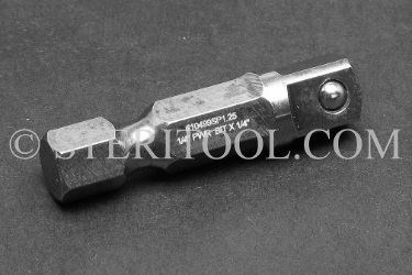 #10499SP1.25 - 1/4 DR Stainless Steel Power Bit Adaptor. 1.25" OAL 1/4 dr, 1/4dr, 1/4-dr, power bit, stainless steel