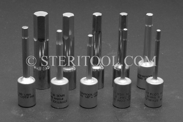 #10551 - SET: 10 pc Stainless Steel 1/4DR Hex Bit Inch Set: 3/32" ~ 3/8". 1/4 dr, 1/4dr, 1/4-dr, hex, bit, stainless steel