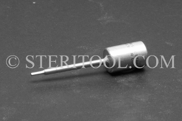 #10557 - 1.3mm Hex X 1/4 DR Stainless Steel Bit, 2-1/4"(57mm) OAL. 1/4 dr, 1/4dr, 1/4-dr, hex, bit, stainless steel