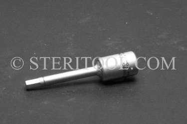 #10564 - 4.0mm Hex X 1/4 DR Stainless Steel Bit, 2-1/4"(57mm) OAL. 1/4 dr, 1/4dr, 1/4-dr, hex, bit, stainless steel