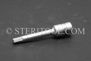 #10565 - 5.0mm Hex X 1/4 DR Stainless Steel Bit, 2-1/4"(57mm) OAL. 1/4 dr, 1/4dr, 1/4-dr, hex, bit, stainless steel