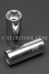 #10607 - 11/16" x 3/8 DR Stainless Steel Deep Socket. 3/8 dr, 3/8dr, 3/8-dr, deep, stainless steel, socket
