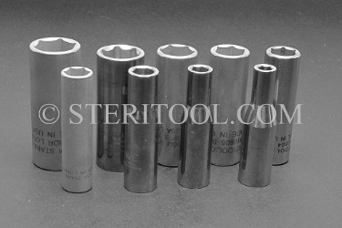 #10614 - SET: 9 pc Stainless Steel 3/8DR Deep Socket Inch Set: 1/4" ~ 3/4". 3/8 dr, 3/8dr, 3/8-dr, deep, stainless steel, socket