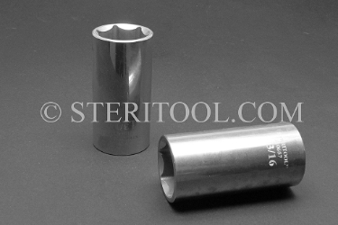 #10657 - 1-3/16" x 1/2 DR Stainless Steel Deep Socket. 1/2 dr, 1/2dr, 1/2-dr, deep, stainless steel, socket