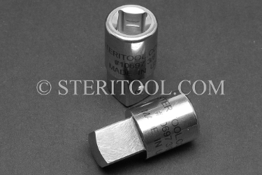 #10697 - 3/8 DR Female to 1/2 DR Male Strainless Steel Adaptor. 1/2 dr, 1/2dr, 1/2-dr, 3/8dr, 3/8 dr, 3/8-dr, stainless steel, adaptor