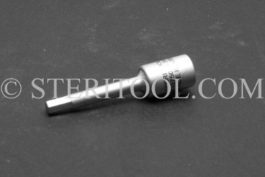 #10750 - 4.5mm Hex X 1/4 DR Stainless Steel Bit, 2-1/4"(57mm) OAL. 1/4 dr, 1/4dr, 1/4-dr, hex, bit, stainless steel