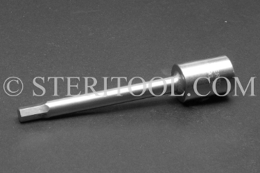 #10896_SP4 - 6mm Hex x 3/8 DR Stainless Steel Bit, 4"(100mm) OAL. 3/8dr, 3/8 dr, 3/8-dr, hex, stainless steel, bit, allen