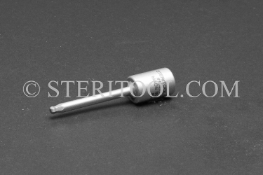 #10977 - 3.0mm Ball Hex x 1/4 DR Stainless Steel Bit, 2-1/4" OAL. 1/4 dr, 1/4dr, 1/4-dr, ball hex, bit, staInless steel