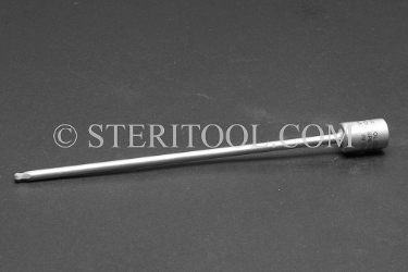 #10990SP6 - 1/8" Ball Hex x 1/4 DR Stainless Steel Bit, 6" OAL.  1/4 dr, 1/4dr, 1/4-dr, ball hex, bit, staInless steel