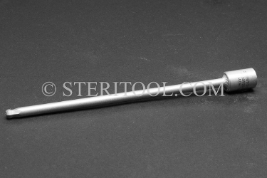 #10993SP6 - 3/16" Ball Hex x 1/4 DR Stainless Steel Bit, 6" OAL.  1/4 dr, 1/4dr, 1/4-dr, ball hex, bit, staInless steel