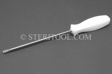 #11201 - 5/32"(4mm) Stainless Steel Screwdriver. Nylon Handle. 8"(203mm) OAL.Shaft 5"(125mm). screwdriver, parallel, flat head, slotted, stainless steel
