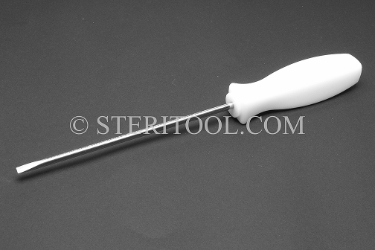 #11202 - 3/16"(4.7mm) Stainless Steel Screwdriver. Nylon Handle. 9"(225mm) OAL.Shaft 6"(150mm). screwdriver, parallel, flat head, slotted, stainless steel
