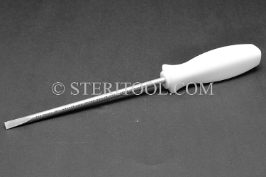 #11203 - 1/4"(6mm) Stainless Steel Screwdriver. Nylon Handle. 10"(250mm) OAL.Shaft 6"(150mm). screwdriver, parallel, flat head, slotted, stainless steel