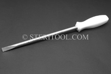 #11205 - 3/8"(9.5mm) Stainless Steel Screwdriver. Nylon Handle. 12.25"(300mm) Shaft 8"(200mm). screwdriver, parallel, flat head, slotted, stainless steel