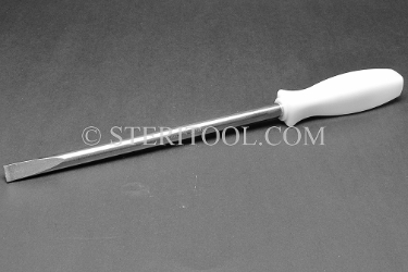 #11206 - 7/16"(11mm) Stainless Steel Screwdriver. Nylon Handle. 8" (203) Shaft.  12" (205mm) OAL. screwdriver, parallel, flat head, slotted, stainless steel