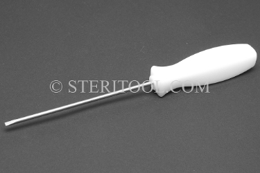 #11208 - 1/10"(2.5mm) Stainless Steel Screwdriver. Nylon Handle. 7"(178mm) OAL.Shaft 4"(100mm). screwdriver, parallel, flat head, slotted, stainless steel