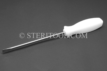 #11211 - 7/32"(5.5mm) Stainless Steel Screwdriver with Nylon Handle. 10.25"(256mm) OAL.Shaft 6"(150mm). screwdriver, parallel, flat head, slotted, stainless steel