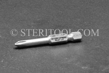 #11326 - Phillips #1 x 2"(50mm) OAL Stainless Steel Power Bit. phillips, philips, bit holder, stainless steel