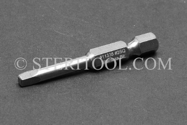 #11335 - #2 Square x 2"(50mm) OAL Stainless Steel Power Bit. robertson, square, bit, stainless steel