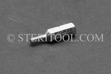 #11356 - 2.5mm Hex x 1"(25mm) OAL Stainless Steel Bit for Bit Holders. hex bit, bit holder, stainless steel