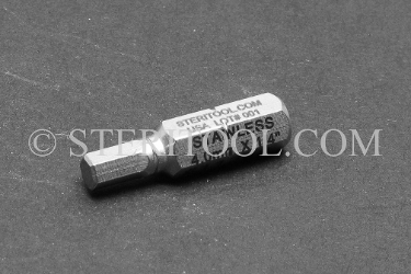 #11359 - 4.0mm Hex x 1"(25mm) OAL Stainless Steel Bit for Bit Holders. hex bit, bit holder, stainless steel