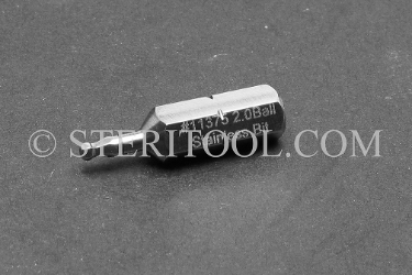 #11375 - 2.0mm Ball Hex x 1"(25mm) OAL Stainless Steel Bit for Bit Holders. ball hex bit, bit holder, stainless steel