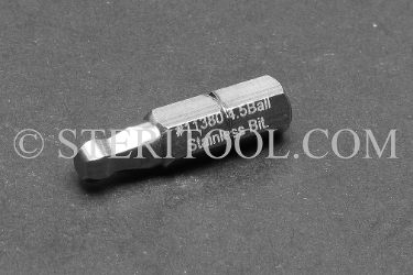 #11380 - 4.5mm Ball Hex x 1"(25mm) OAL Stainless Steel Bit for Bit Holders. ball hex bit, bit holder, stainless steel