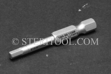 #11398 - 3.5mm Hex x 2"(50mm) OAL Stainless Steel Power Bit. hex bit, power bit, stainless steel