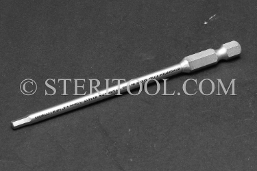 #11417 - 3.0mm Hex x 4"(100mm) OAL Stainless Steel Power Bit. hex bit, power bit, stainless steel