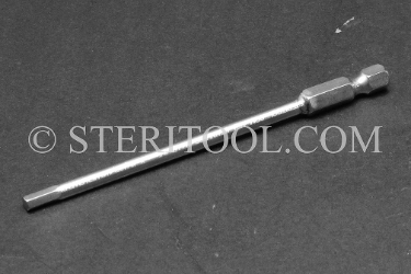 #11418 - 3.5mm Hex x 4"(100mm) OAL Stainless Steel Power Bit. hex bit, power bit, stainless steel