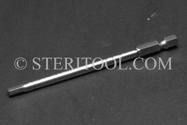 #11419 - 4.0mm Hex x 4"(100mm) OAL Stainless Steel Power Bit. hex bit, power bit, stainless steel