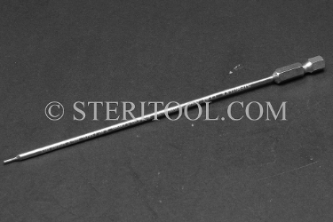 #11430 - 1.0mm Hex x 6"(150mm) OAL Stainless Steel Power Bit. hex bit, power bit, stainless steel